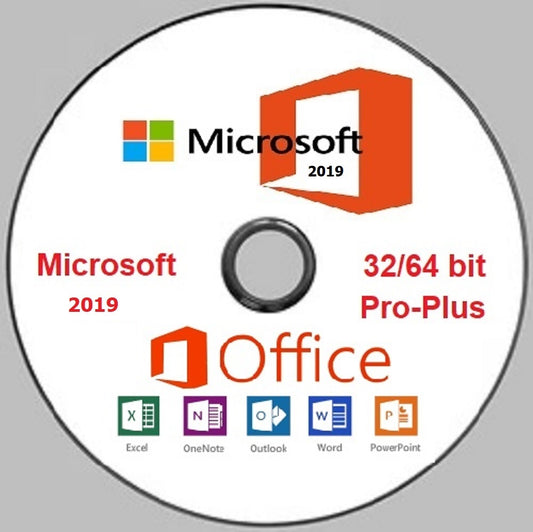 microsoft office 2019 pro plus key card & DVD (32,64 bit)..