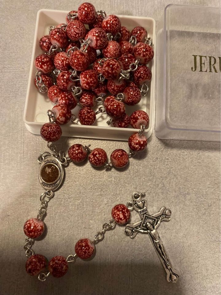 Crystal Beads Rosary Necklace Catholic Cross Crucifix Medal Pendant