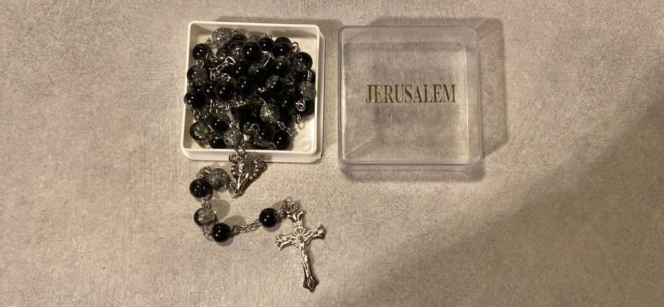 Crystal Beads Rosary Necklace Catholic Cross Crucifix Medal Pendant
