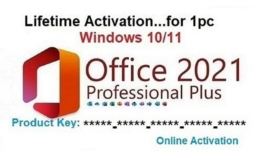 microsoft office 2021 pro plus (product key) for 32/64 bit for windows 10/11...