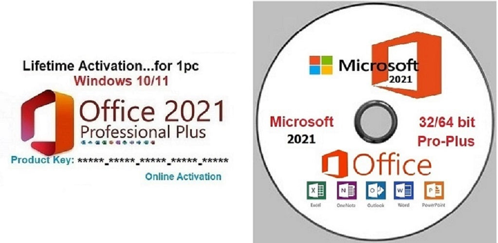 microsoft office 2021 pro plus key card & DVD (32,64 bit)..read the descriptions please before you buy.