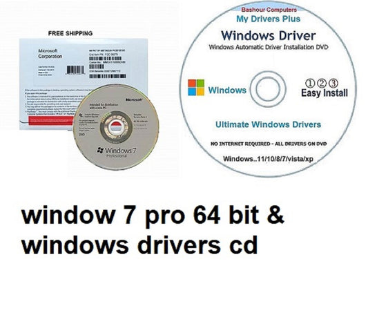 2pk...WINDOW 7 PRO 64 BIT DVD & PRODUCT KEY WITH WINDOWS DRIVERS CD