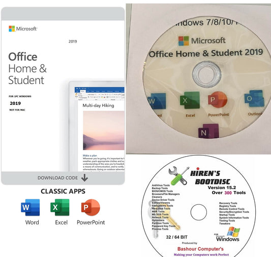 MICROSOFT OFFICE HOME & STUDENT 2019 FOR PC (WINDOWS) NOT FOR MAC(KEY CARD ONLY) with free cd