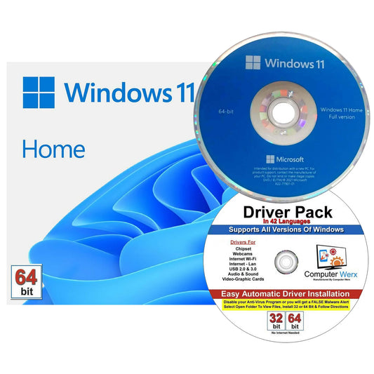 Microsoft window 11 home 64 bit sealed package (dvd & key) , windows drivers cd