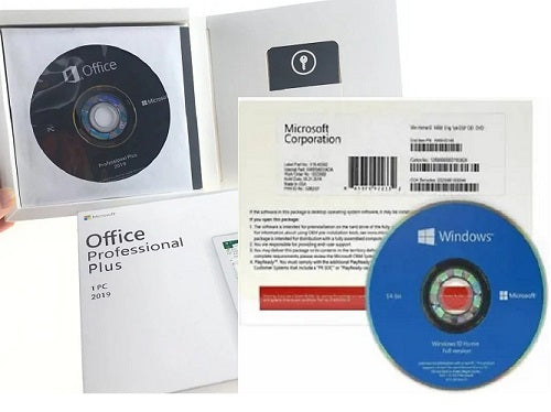 2pk..window 10 home 64 bit dvd &;keymicrosoft office 2019 pro plus