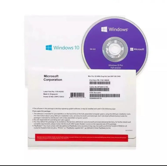 Microsoft window 10 pro 64 bit sealed package (dvd & key)